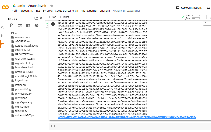 Result in HEX format Private key found!